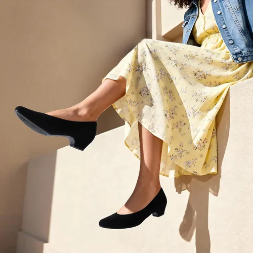 Vista 6 de Dream Pairs - Zapatos de tacón alto Mila Low Chunky para mujer