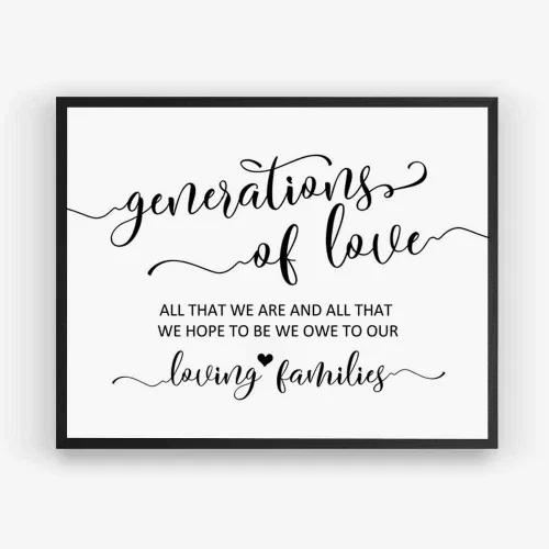 Vista 4 de Letrero de boda de Generations of Love con texto en inglés «All That We Are and All That We Hope», cita de boda sin marco, 8 x 10 pulgadas