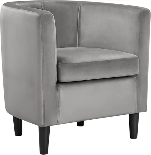 Vista 14 de Yaheetech Silla decorativa de terciopelo, sillones modernos y cómodos, silla tapizada de barril para sala de estar, dormitorio, sala de espera, Azul