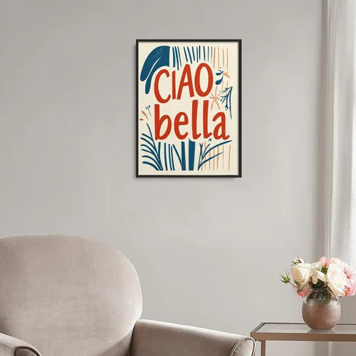 Vista 6 de Ciao, Bella, impresión italiana de verano, arte de pared de playa para habitación femenina o dormitorio, póster costero rosa moderno con limón