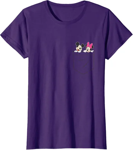 Vista 7 de Disney Mickey & Minnie Mouse - Camiseta de bolsillo pequeño para pareja