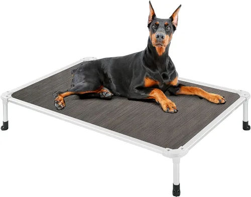 Vista 11 de Veehoo Cama elevada para perros a prueba de mordidas - Cuna elevada refrescante para mascotas - Marco de aluminio plateado y tela de malla