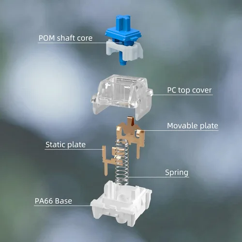 Vista 4 de Zhouwang Clickers de teclado para impresiones 3D, kit de 36 interruptores Azul