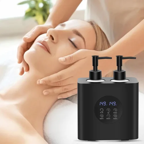 Vista 7 de Yofuly Máquina calentada con dispensador de doble loción con botellas de Negro