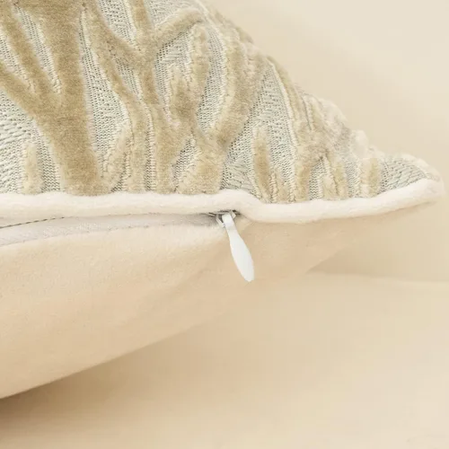 Vista 4 de Yangest Funda de Almohada Decorativa de Ramas Beige de Terciopelo Funda de Cojín Neutra para Sofá Sillón Dormitorio Sala de Estar Decoración