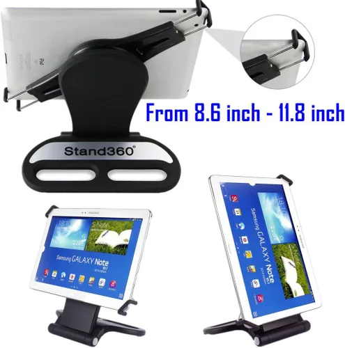 Vista 4 de Kastar Soporte giratorio de 360 grados con base plegable para todas las series iPad: iPad1, iPad2, iPad3, iPad4, iPad mini, iPad Air, tabletas