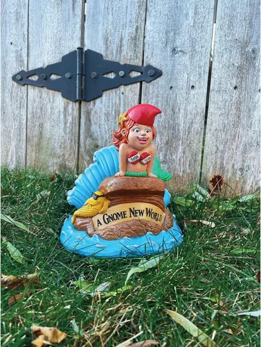 Vista 2 de BigMouth Inc Little Mer-gnome - Estatua de gnomo de jardín, divertida figura para césped y patio al aire libre, decoración de escultura de regalo