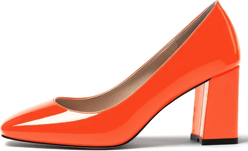 Vista 2 de WAYDERNS Zapatos de tacón alto con punta cuadrada sólida para mujer, de 3 pulgadas