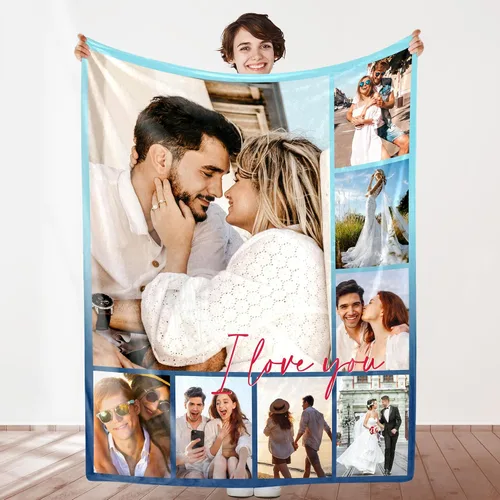 Vista 22 de Manta personalizada con foto, manta de collage personalizada con tu propia imagen, fabricada en Estados Unidos, regalo para ella, él, mujeres