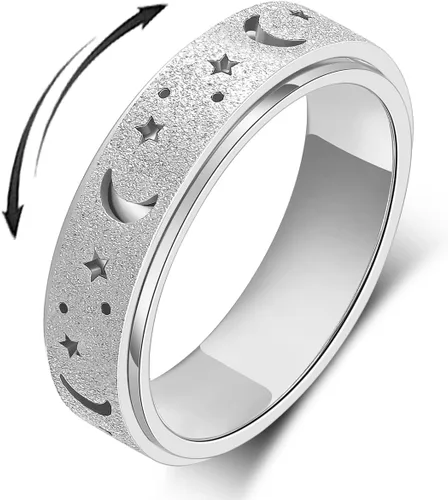 Vista 7 de Anillo de ansiedad OreilleStar para mujer, anillo de dedo de acero inoxidable, juguetes de dedo para adultos, anillos giratorios para el pulgar 2
