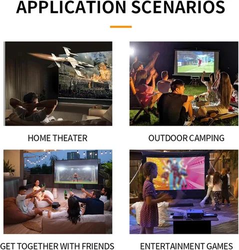 Vista 6 de Mini proyector, proyector de video de cine en casa HD 1080P, 100ANSI 6000LM, corrección trapezoidal automática, espejo de pantalla, compatible