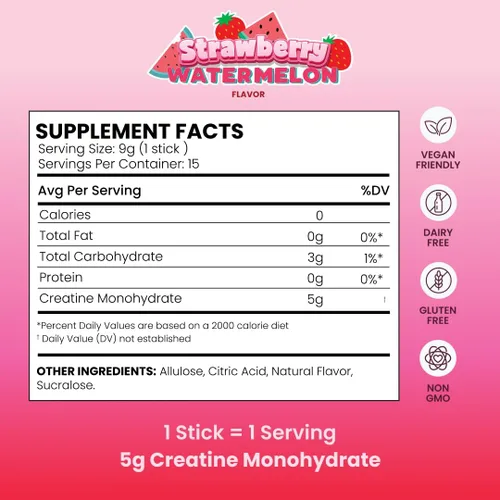 Vista 3 de EHP Labs OxyShred Creatine Fizz Sticks, Strawberry Watermelon, 15 Pack