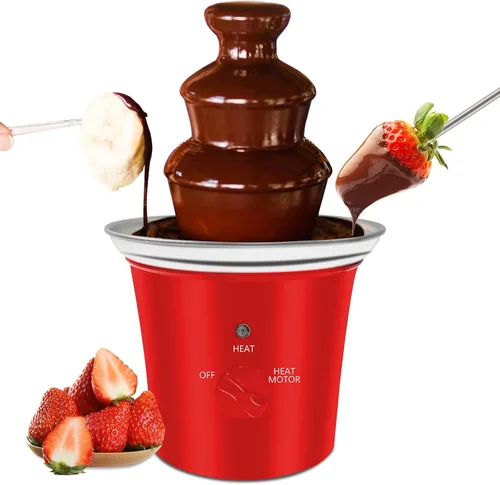 Vista 7 de Máquina Mini Fuente de Chocolate Eléctrica Pequeña Fuente de Fondue de Chocolate para Fiesta para Caramelos Mantequilla Queso (Negro)