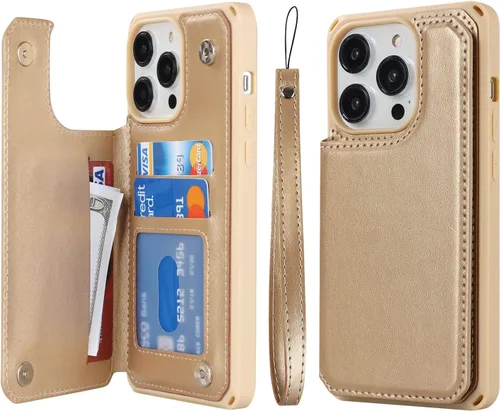 Vista 23 de Cavor Funda para iPhone 14 Pro Max con Tarjetero, Funda Cartera para iPhone 14 Pro Max para Mujeres y Hombres, Soporte de Tarjetas de Crédito