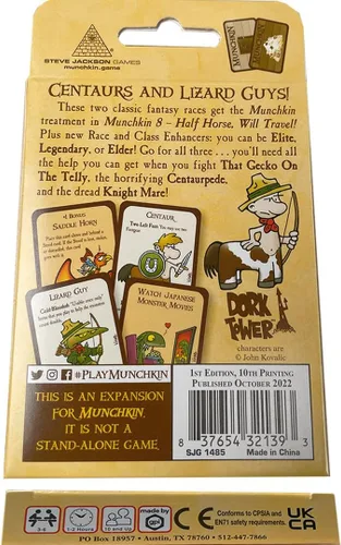 Vista 2 de Munchkin 8 – Half Horse, Will Travel Card Game (expansión), expansión de 112 cartas, adultos, niños y familia, RPG de aventura de fantasía, edades