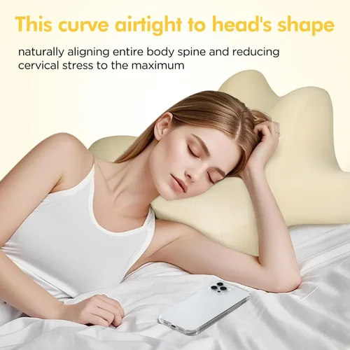Vista 4 de Almohada de lectura para acostarse, inclinarse y estar propensa, almohada de espuma viscoelástica de contorno, almohada cervical ergonómica