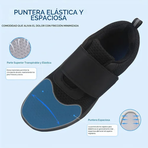 Vista 6 de Ortho+rest Men Diabetic Walking Shoes Swollen Feet Shoes (10,Black)