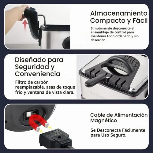 Vista 5 de Elite Gourmet EDF475 - Freidora profunda, 1700 vatios, 4.2 cuartos de galón, acero inoxidable