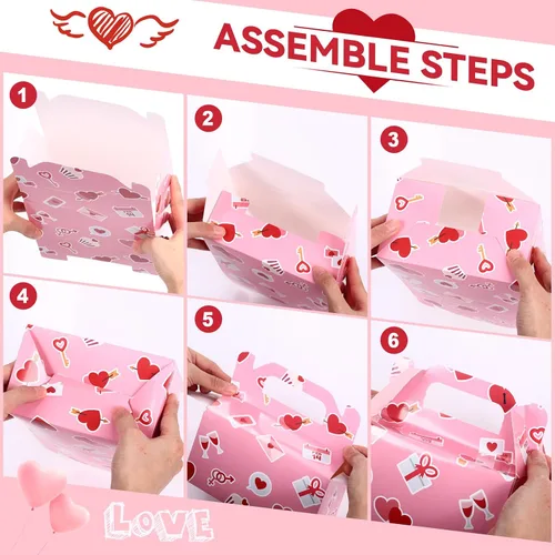 Vista 5 de Zhanmai Paquete de 36 cajas de golosinas para el día de San Valentín, cajas de dulces con corazones para golosinas, contenedor de regalo para el día
