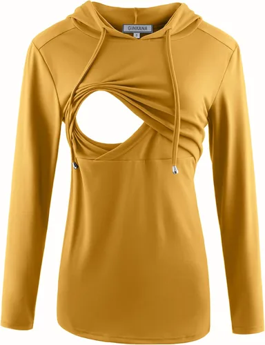 Vista 45 de GINKANA Sudadera con capucha para mujer, manga larga, lactancia materna, ropa casual