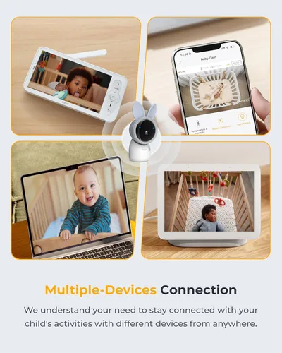 Vista 8 de ARENTI Monitor de bebé de 4MP con 2 cámaras, monitor de bebé de video de pantalla de 5 pulgadas, WiFi de doble banda 2.4G/5G con aplicación, vista