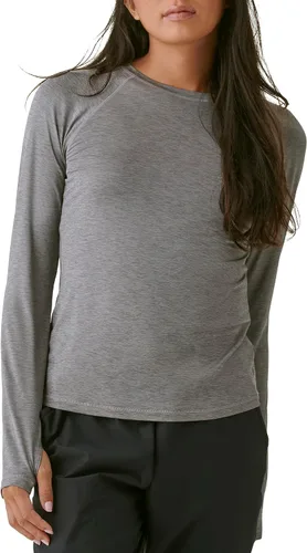 Vista 8 de BASS OUTDOOR Camisa de manga larga de punto activo para mujer Negro jaspeado