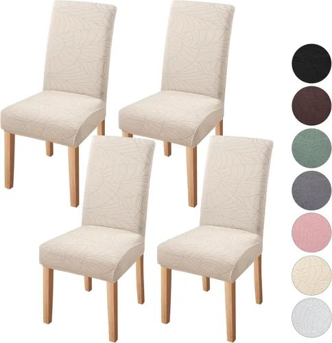 Vista 17 de Fundas para silla de comedor Yisun, fundas elásticas para silla de comedor, funda protectora para silla de comedor, mezcla de poliéster, Beige
