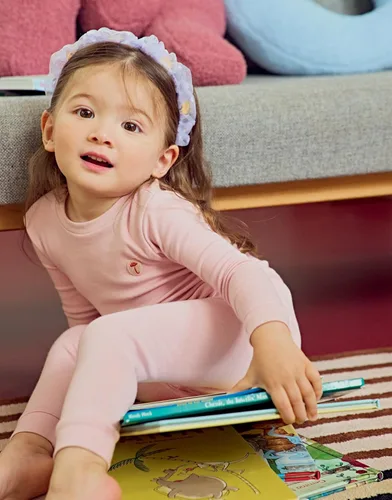 Vista 5 de moimoln Pijama de algodón suave y liso de manga larga para bebés y niños, 6 meses a 5 años