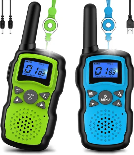 Vista 11 de Wishouse 2 Walkie Talkie recargables para niños con batería cargadora, Walky Talky familiar para cruceros adultos, camping al aire libre