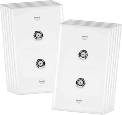 Vista 9 de Conector de tipo F para teléfono y CATV, más conectores hembra RJ11 con placas para pared, Blanco, 1