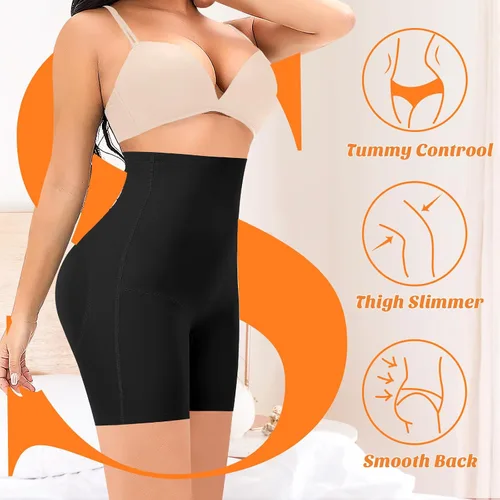 Vista 4 de Pantalones cortos moldeadores de cintura alta para mujer, adelgazantes, moldeadores de muslos, pantalones cortos para debajo de los vestidos