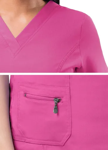 Vista 4 de Adar Pro - Camisa quirúrgica para mujer, con cuello en V elevado