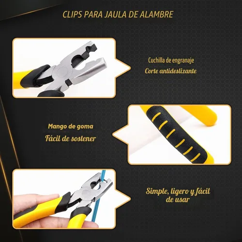 Vista 5 de 900 clips de jaula de alambre de pollo con alicates de cerdo, anillos de cerdo, alicates de anillo a presión, herramienta de abrazadera de alambre