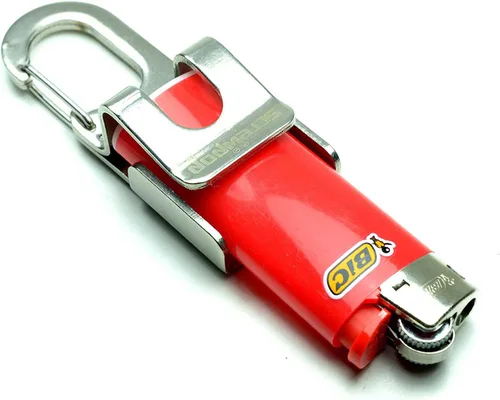 Vista 3 de Screwpop Bic MINI - Llavero con soporte para encendedor con mosquetón y abrebotellas, construcción de acero inoxidable (encendedor no incluido)