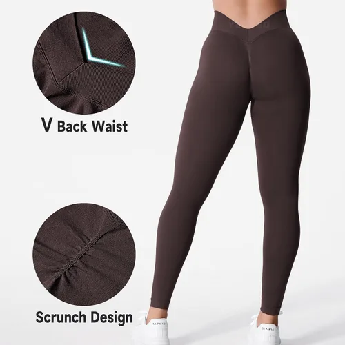 Vista 2 de YEOREO Liz - Leggings de entrenamiento para mujer, cintura alta, levantamiento de glúteos, espalda en V, sin costuras, para gimnasio, yoga