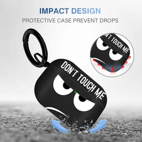 Vista 6 de Funda para Airpods Pro, Don't Touch Me for Airpods Pro Cover con llavero/Funda suave y bonita a prueba de golpes para mujeres y hombres, compatible