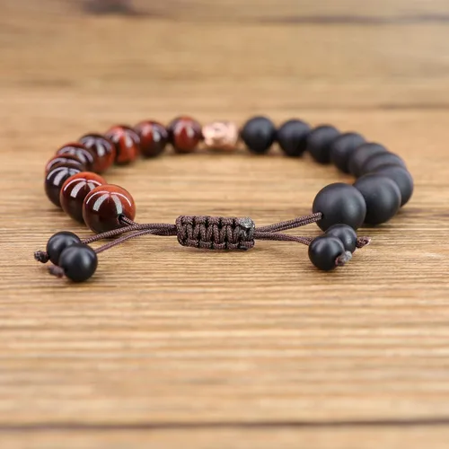 Vista 5 de COAI Pulsera de oración para hombre y mujer, Piedra, ónix