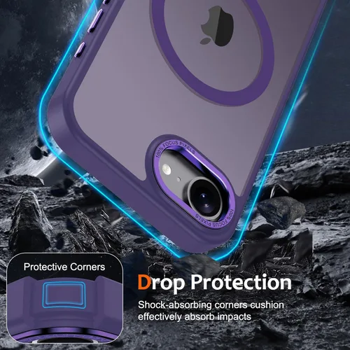 Vista 1378 de Anuck - Funda magnética para iPhone 11 compatible con MagSafe, carcasa trasera mate translúcida dura, borde de TPU, delgada, resistente a impactos