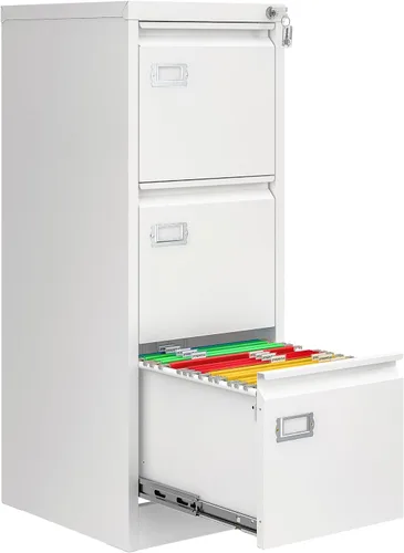 Vista 32 de Archivador de 2 cajones con cerradura, archivadores metálicos para oficina en casa, gabinete pequeño vertical negro para oficina en casa, archivador