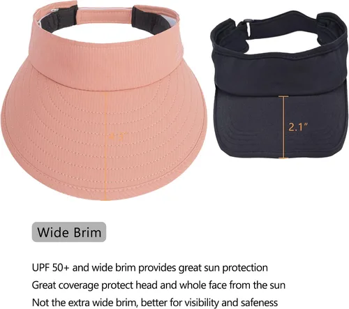 Vista 3 de Sombrero de sol para mujer, 2 en 1, con cremallera, protección solar, visera de playa, sombrero de golf plegable