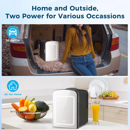 Vista 7 de Antarctic Star Mini refrigerador de maquillaje 4L con espejo para dormitorio, automóvil, oficina y dormitorio, enfriador pequeño portátil