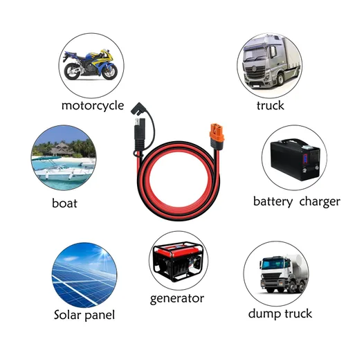 Vista 7 de Adaptador de conector SAE a XT60I-F, cable de 12 AWG, conector de panel solar SAE, con adaptador inverso para estación de energía portátil