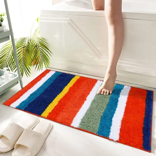Vista 16 de Hi Space Alfombra de baño de 31.5 x 19.7 pulgadas, antideslizante, lavable a máquina, suave, absorbente, bonita, alfombra de baño de felpa