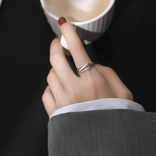 Vista 156 de Anillo de plata de ley 925, minimalista, ajustable, hecho a mano, para mujeres y niñas