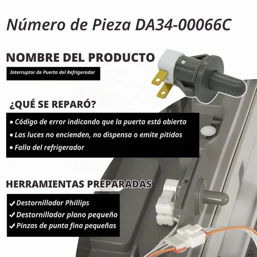 Vista 2 de DA34-00066C - Interruptor de puerta para refrigerador, electrodomésticos compatibles con varias luces de puerta Samsung de 2 pines