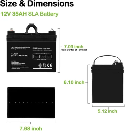 Vista 3 de WEIZE Batería de ciclo profundo de 12V 35AH para scooter Pride Mobility Jazzy Select silla de ruedas eléctrica, juego de 2