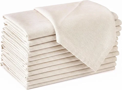 Vista 32 de Encasa XO Juego de 12 servilletas de tela de cóctel Servilletas de mesa de algodón puro Tamaño (9 x 9 pulgadas) Coral Solid Lavable a máquina