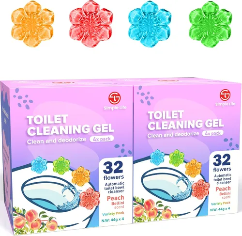 Vista 8 de Simple Life Gel limpiador de inodoro, sello de gel para inodoro de flores frescas, detiene la cal y las manchas con aroma refrescante Limpieza