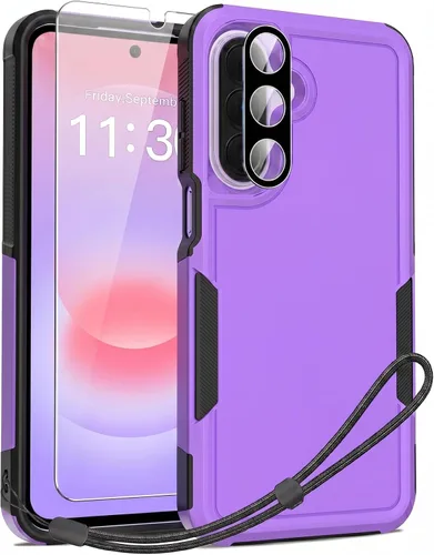 Vista 41 de Jeylly Compatible con Samsung Galaxy A22 5G Funda, Funda Samsung A22 5G con 2pcs protectores de pantalla de vidrio templado