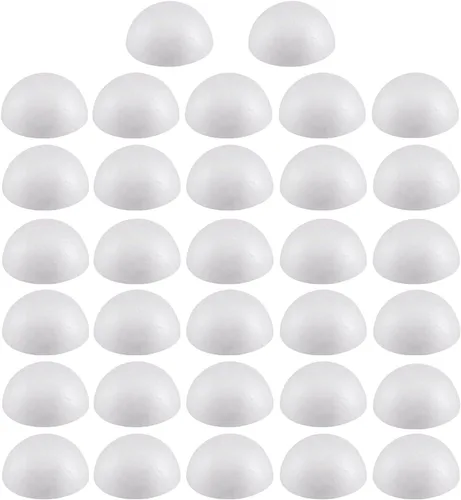 Vista 5 de Crafjie 150 piezas bolas de espuma de media pulgada blancas, bolas de espuma de poliestireno semirredondas, suministros para manualidades, bolas